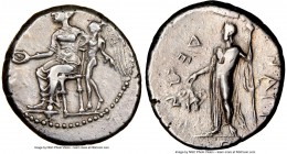 CILICIA. Nagidus. Ca. 420-370 BC. AR stater (22mm, 1h). NGC Choice VF. Aphrodite enthroned left, wearing polos, chiton and peplos, patera in right han...