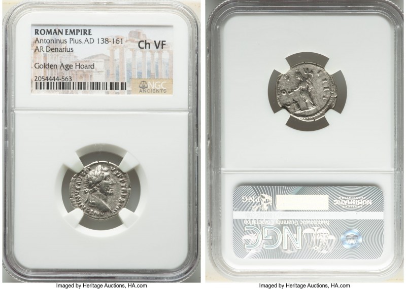 Antoninus Pius (AD 138-161). AR denarius (19mm, 5h). NGC Choice VF. Rome, AD 154...