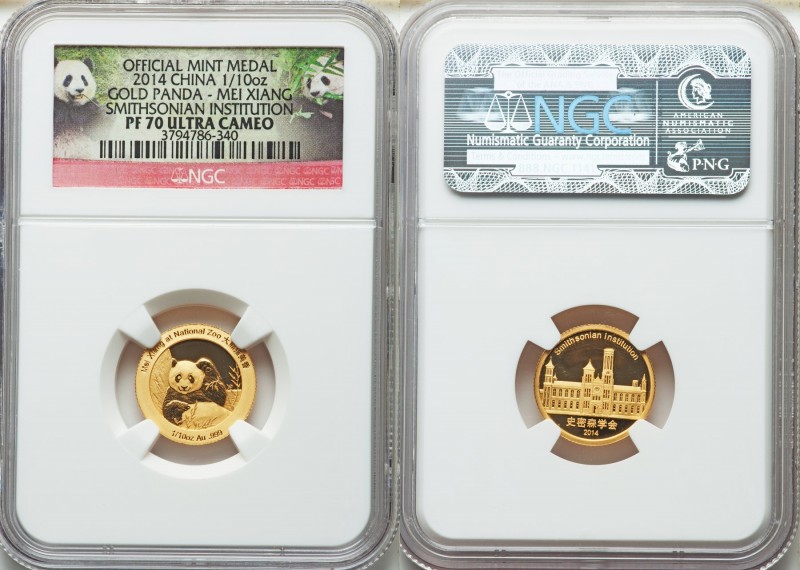 People's Republic gold Proof Panda "Smithsonian Institution - Mei Xiang" 1/10 Ou...