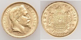 Napoleon III gold 20 Francs 1864-A AU, Paris mint, KM801.1. 21.1mm. 6.41gm. AGW 0.1867 oz. 

HID09801242017

© 2020 Heritage Auctions | All Rights...