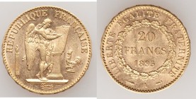 Republic gold 20 Francs 1895-A UNC, Paris mint, KM825. Contained in capsule and includes CoA. AGW 0.1867 oz. 

HID09801242017

© 2020 Heritage Auc...