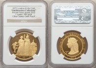 Private Issue gold "1872 London & The Lion" Medallic Crown 2012 Ultra Cameo Gem Proof NGC, Private "Smithsonian Collection" issue struck 2012. One oun...