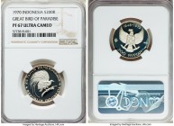 Republic Proof "Great Bird of Paradise" 200 Rupiah 1970 PR67 Ultra Cameo NGC, KM23. Struck as part of the larger Proof set of the same year in celebra...
