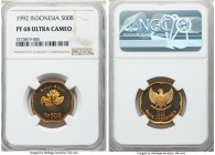 Republic Proof 500 Rupiah 1992 PR68 Ultra Cameo NGC, KM54. Struck in aluminum-bronze, with a noteworthy cameo contrast. 

HID09801242017

© 2020 H...