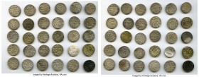 Seljuqs of Rum 30-Piece Lot of Uncertified Dirhams XF, Includes 30 coins of Kayka'us II (1st Reign, AH 643-647 / AD 1245-1249) Dirhams (square on each...