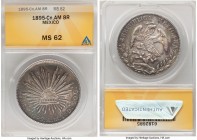 Republic Pair of Certified Assorted 8 Reales ANACS, 1) 8 Reales 1895 Cn-AM - MS62, Culiacan mint, KM377.3 2) 8 Reales 1897 Zs-FZ - MS63, Zacatecas min...