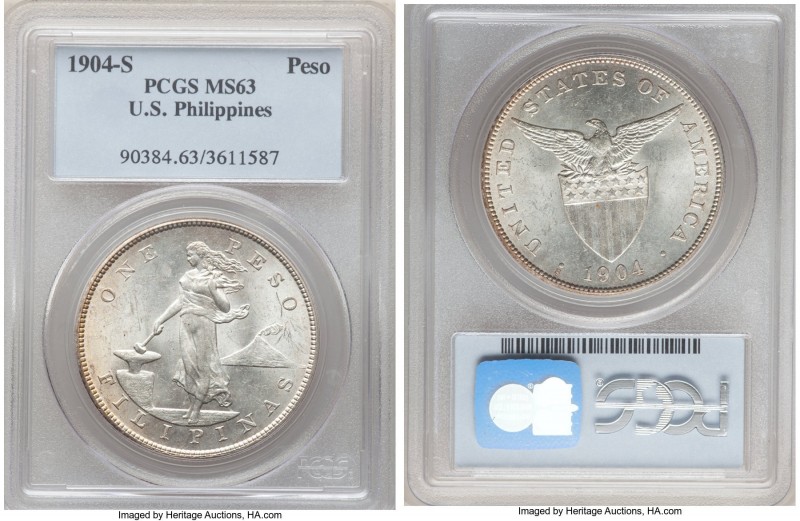 USA Administration Peso 1904-S MS63 PCGS, San Francisco mint, KM168. Cartwheel l...