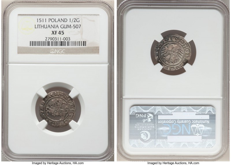 3-Piece Lot of Certified Assorted Issues, 1) Lithuania. Sigismund I 1/2 Gros 151...