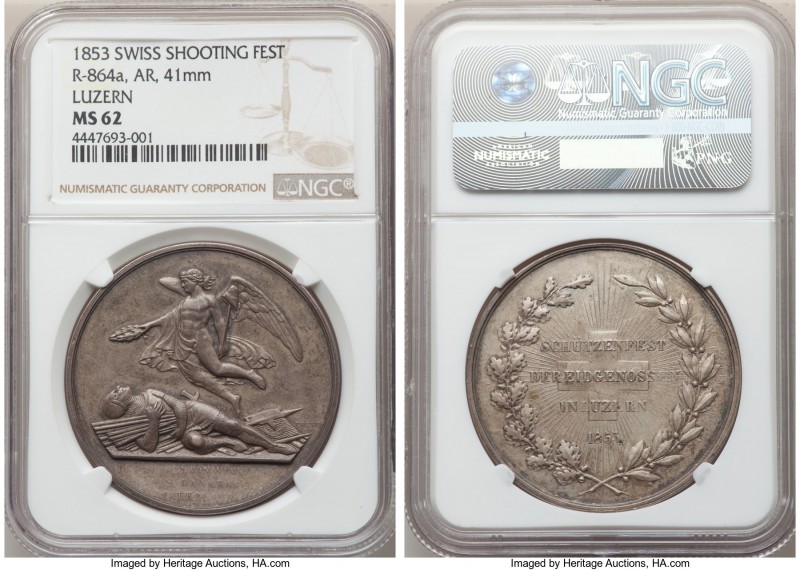 Confederation 3-Piece Lot of Certified Assorted silver Medals, 1) "Luzern Shooti...