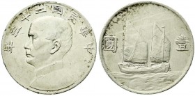 CHINA und Südostasien, China, Republik, 1912-1949
Dollar (Yuan) Jahr 23 = 1934. sehr schön/vorzüglich, Kratzer, Randfehler