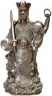 CHINA und Südostasien, China, Varia
Bronzeskulptur eines Kaisers im Prunkgewand mit Schwert und Ring. Höhe 55,5 cm.