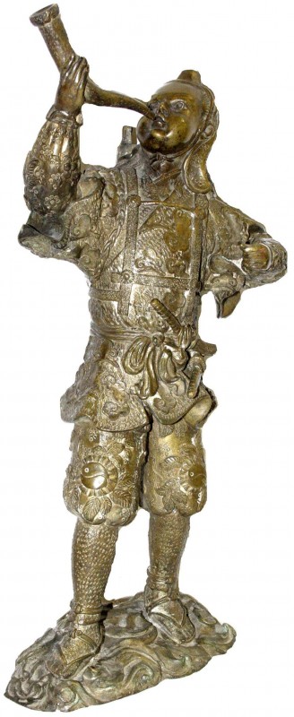 CHINA und Südostasien, China, Varia
Bronzeskulptur eines Kriegers in gepanzerter...