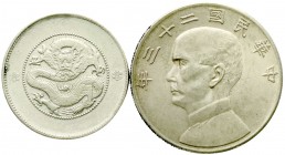 CHINA und Südostasien, China, Lots bis 1949
2 Stück: 1/2 Dollar Yunnan 1911 und Republik Dollar 1934. sehr schön und vorzüglich