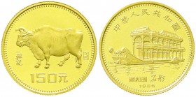 CHINA und Südostasien, China, Volksrepublik, seit 1949
150 Yuan GOLD 1985 Jahr des Büffels. 8 g. 916/1000. Polierte Platte, Kratzer