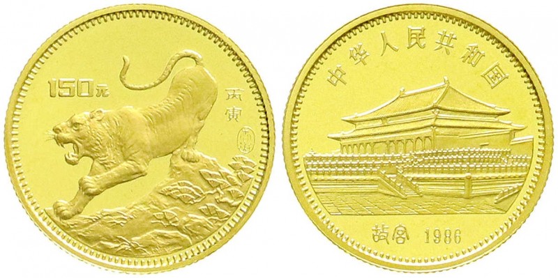 CHINA und Südostasien, China, Volksrepublik, seit 1949
150 Yuan GOLD 1986 Tiger....
