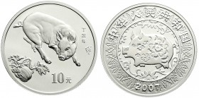 CHINA und Südostasien, China, Volksrepublik, seit 1949
10 Yuan Silber 2007 Jahr des Schweins. 1 Unze. In Kapsel. BU