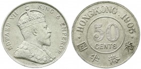 CHINA und Südostasien, Hongkong, britisch, bis 1997
50 Cents 1905. sehr schön