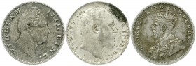 CHINA und Südostasien, Indien, Lots
3 Silbermünzen: Rupee William IV. 1835, Edward VII. 1904 und George V. 1917. alle sehr schön