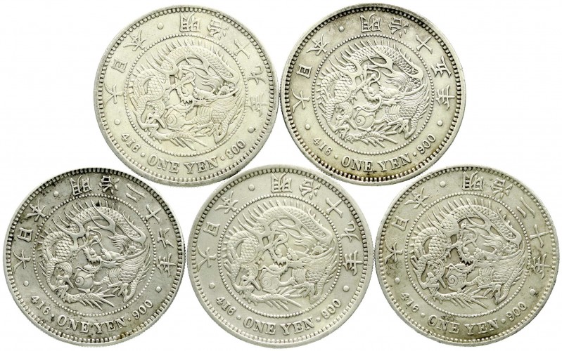 CHINA und Südostasien, Japan, Mutsuhito (Meiji), 1867-1912
5 X Yen der Jahre 15,...