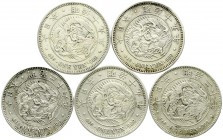 CHINA und Südostasien, Japan, Mutsuhito (Meiji), 1867-1912
5 X Yen der Jahre 15, 19 (2X), 20 und 26. meist sehr schön