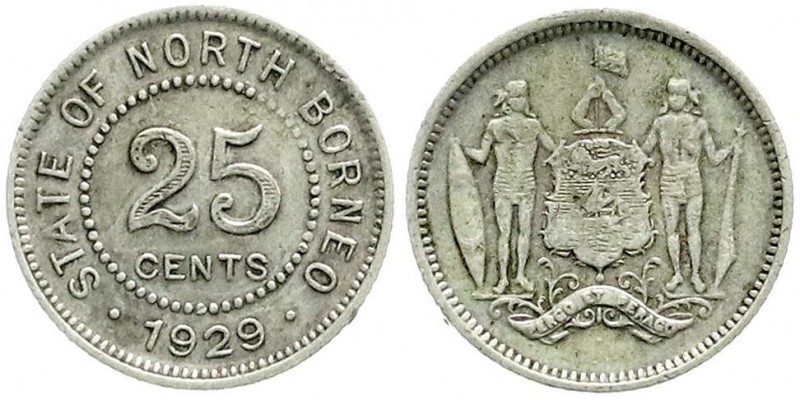 CHINA und Südostasien, Malaysia, British Nordborneo
25 Cents 1929 H. sehr schön...