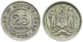CHINA und Südostasien, Malaysia, British Nordborneo
25 Cents 1929 H. sehr schön