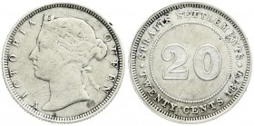 CHINA und Südostasien, Malaysia, Straits Settlements
20 Cents 1877. schön/sehr schön, Kratzer