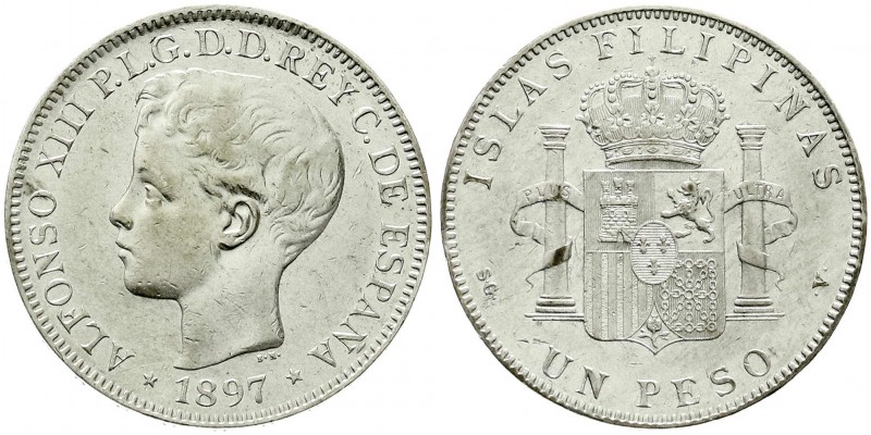 CHINA und Südostasien, Philippinen, Alfonso XIII., 1886-1898
Peso 1897 SGV. sehr...