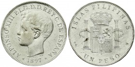 CHINA und Südostasien, Philippinen, Alfonso XIII., 1886-1898
Peso 1897 SGV. sehr schön