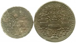 CHINA und Südostasien, Thailand, Rama IV. (Phra Chom Klao "Mongkut"), 1851-1868
2 Münzen: 1/16 und 1/8 Fuang o.J. (1862) Zinn. schön und sehr schön, Z...