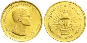 CHINA und Südostasien, Thailand, Rama IX. Bhumibol Adulyadej, seit 1946
400 Baht GOLD BE2514 (1971), 25. Regierungsjubiläum. 10 g. 900/1000. Stempelgl...