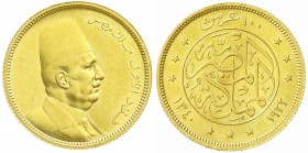 Ausländische Goldmünzen und -medaillen, Ägypten, Fuad I., 1922-1936
100 Piaster 1922. 8,50 g. 875/1000. vorzüglich/Stempelglanz