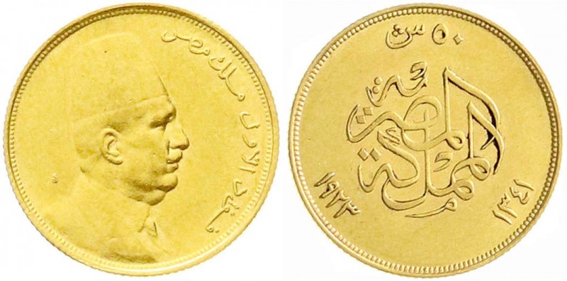 Ausländische Goldmünzen und -medaillen, Ägypten, Fuad I., 1922-1936
50 Piaster 1...