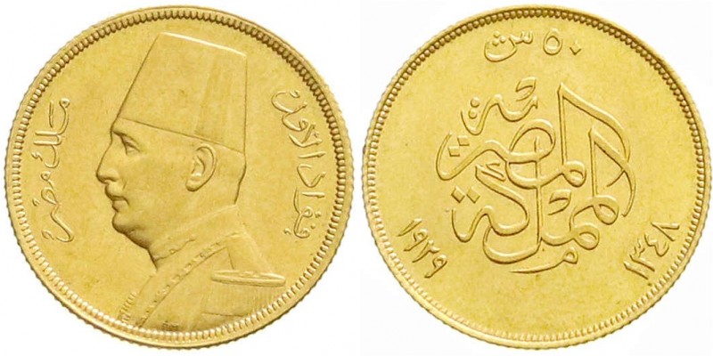 Ausländische Goldmünzen und -medaillen, Ägypten, Fuad I., 1922-1936
50 Piaster 1...