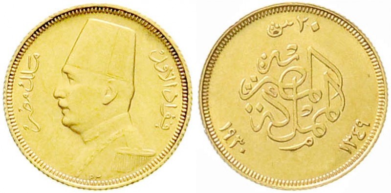 Ausländische Goldmünzen und -medaillen, Ägypten, Fuad I., 1922-1936
20 Piaster 1...
