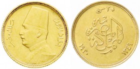 Ausländische Goldmünzen und -medaillen, Ägypten, Fuad I., 1922-1936
20 Piaster 1930. 4,25 g. 875/1000. vorzüglich/Stempelglanz