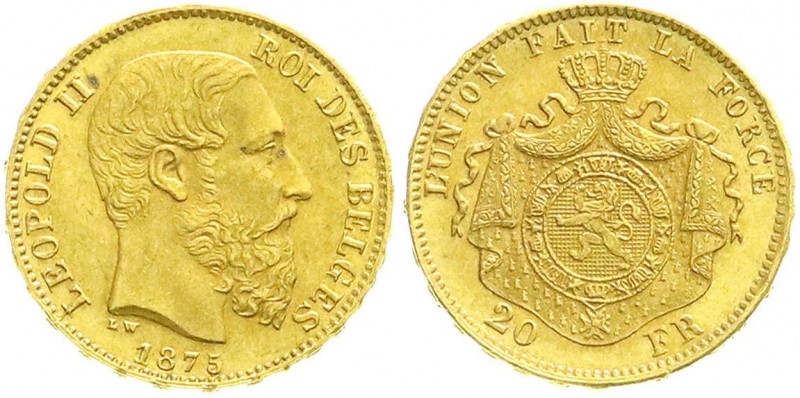 Ausländische Goldmünzen und -medaillen, Belgien, Leopold II., 1865-1909
20 Franc...
