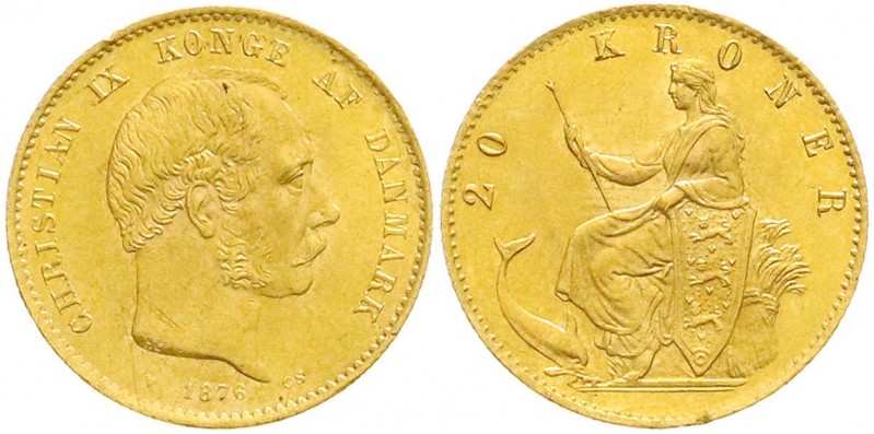 Ausländische Goldmünzen und -medaillen, Dänemark, Christian IX., 1863-1906
20 Kr...