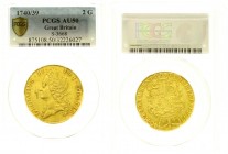 Ausländische Goldmünzen und -medaillen, Grossbritannien, George II., 1727-1760
2 Guineas 1740 über 1739, Intermediate Head. Im PCGS-Blister mit Gradin...