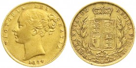 Ausländische Goldmünzen und -medaillen, Grossbritannien, Victoria, 1837-1901
Sovereign 1864 mit Die Nr. 4. 7,99 g. 917/1000. sehr schön