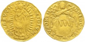 Ausländische Goldmünzen und -medaillen, Italien-Kirchenstaat, Gregor XV. 1621-1623
Quadrupla o.J. Gekreuzte Schlüssel und Tiara über Wappen/betende Ju...