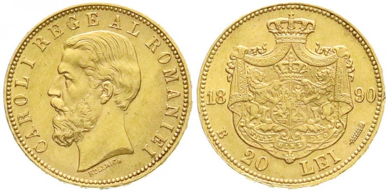 Ausländische Goldmünzen und -medaillen, Rumänien, Carl I., 1866-1914
20 Lei 1890...