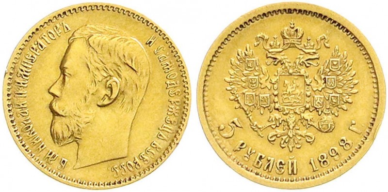 Ausländische Goldmünzen und -medaillen, Russland, Nikolaus II., 1894-1917
5 Rube...