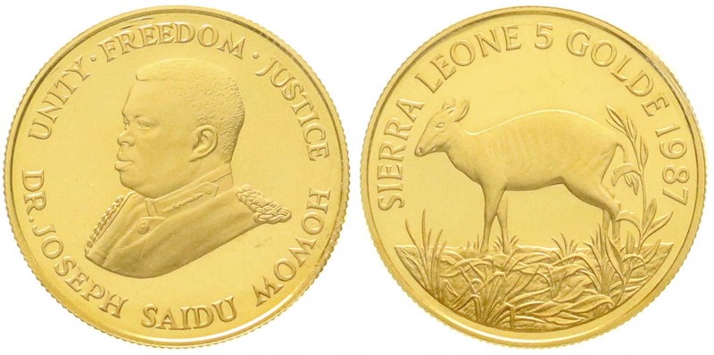 Ausländische Goldmünzen und -medaillen, Sierra Leone, Unabhängig, seit 1961
5 Go...