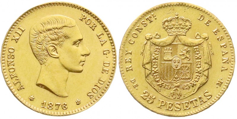 Ausländische Goldmünzen und -medaillen, Spanien, Alfonso XII., 1874-1885
25 Pese...