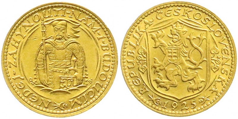Ausländische Goldmünzen und -medaillen, Tschechoslowakei
Dukat 1925. 3,49 g. 986...