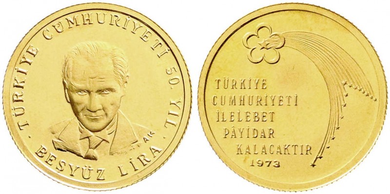 Ausländische Goldmünzen und -medaillen, Türkei/Osmanisches Reich, Republik, 1923...