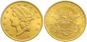 Ausländische Goldmünzen und -medaillen, Vereinigte Staaten von Amerika, Unabhängigkeit, seit 1776
20 Dollars 1900, Philadelphia. Coroned Head. 33,44 g...