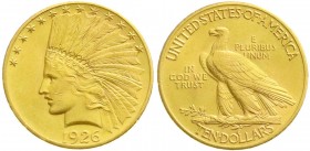 Ausländische Goldmünzen und -medaillen, Vereinigte Staaten von Amerika, Unabhängigkeit, seit 1776
10 Dollars 1926, Philadelphia. Indian Head. 16,72 g....