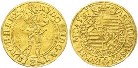 Gold der Habsburger Erblande und Österreichs, Haus Habsburg, Rudolf II., 1576-1612
Dukat 1586, Prag, Mzm. Lazar Ercker. RVDOLII. D: G. R. I. - .S - A....